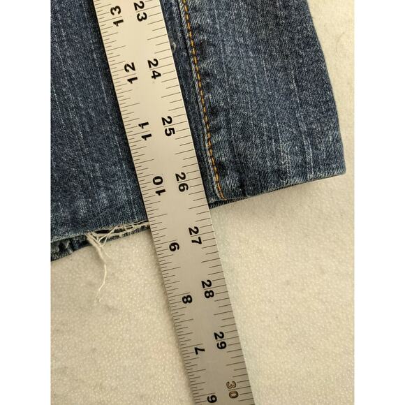 Levis 505 Straight Leg Boys Jeans Size 14 S Blue Denim Handsewn Hem 26.5 Inseam - Picture 5 of 6